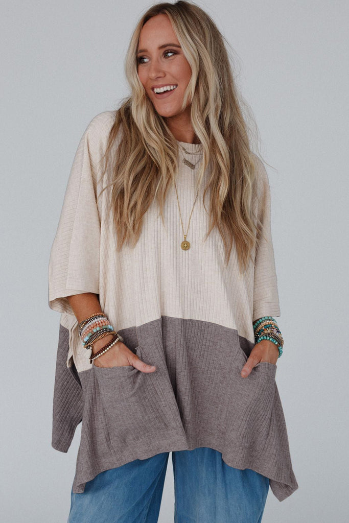 Casual Knit Poncho Top