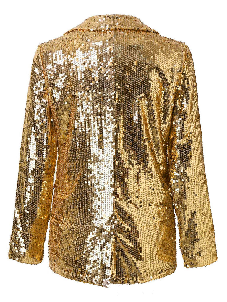 Sequin Lapel Collar Blazer