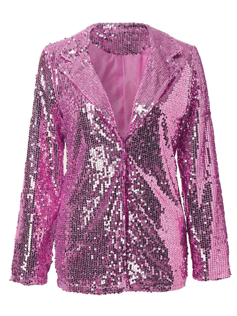 Sequin Lapel Collar Blazer