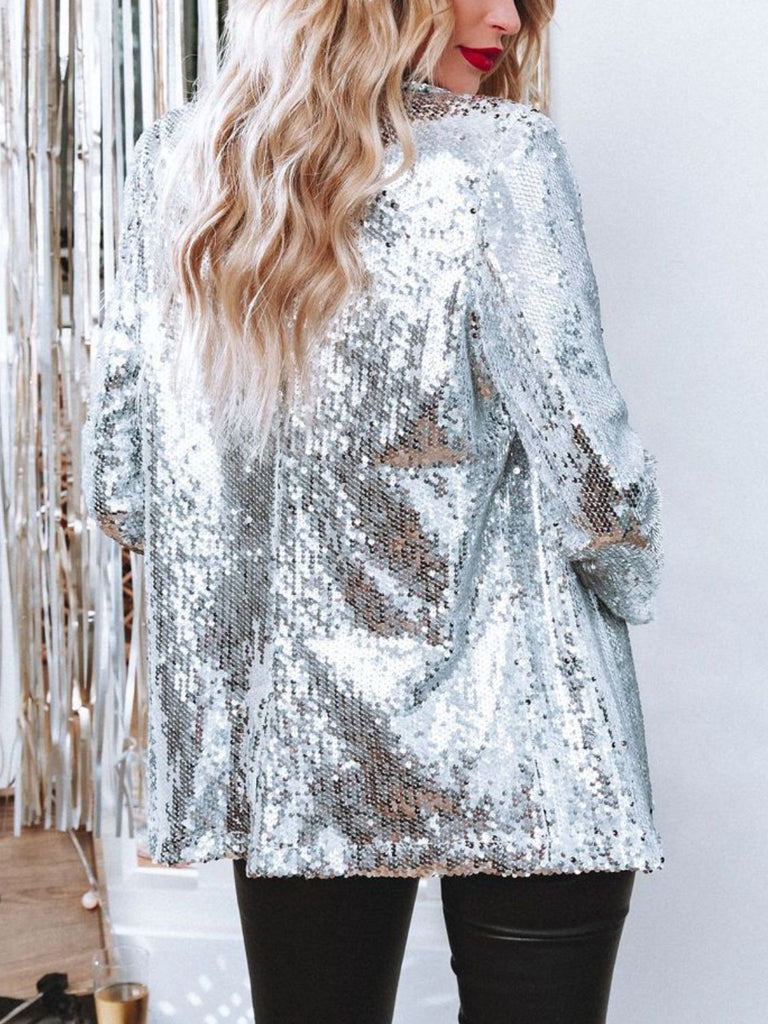 Sequin Lapel Collar Blazer