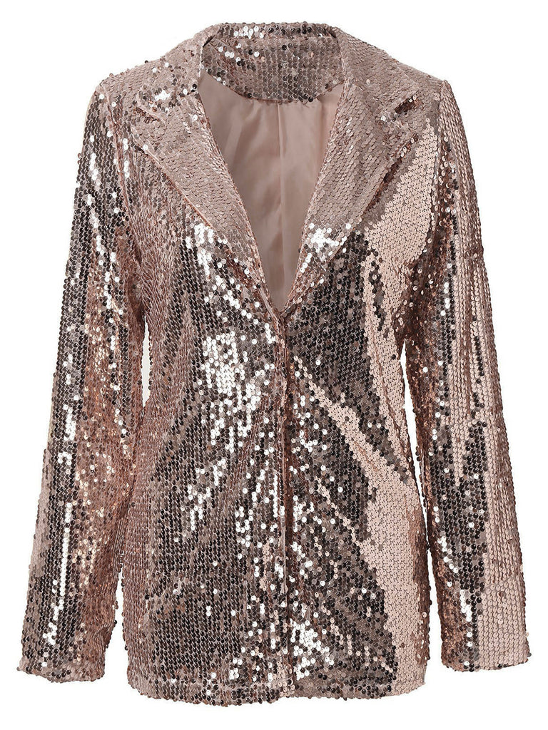 Sequin Lapel Collar Blazer