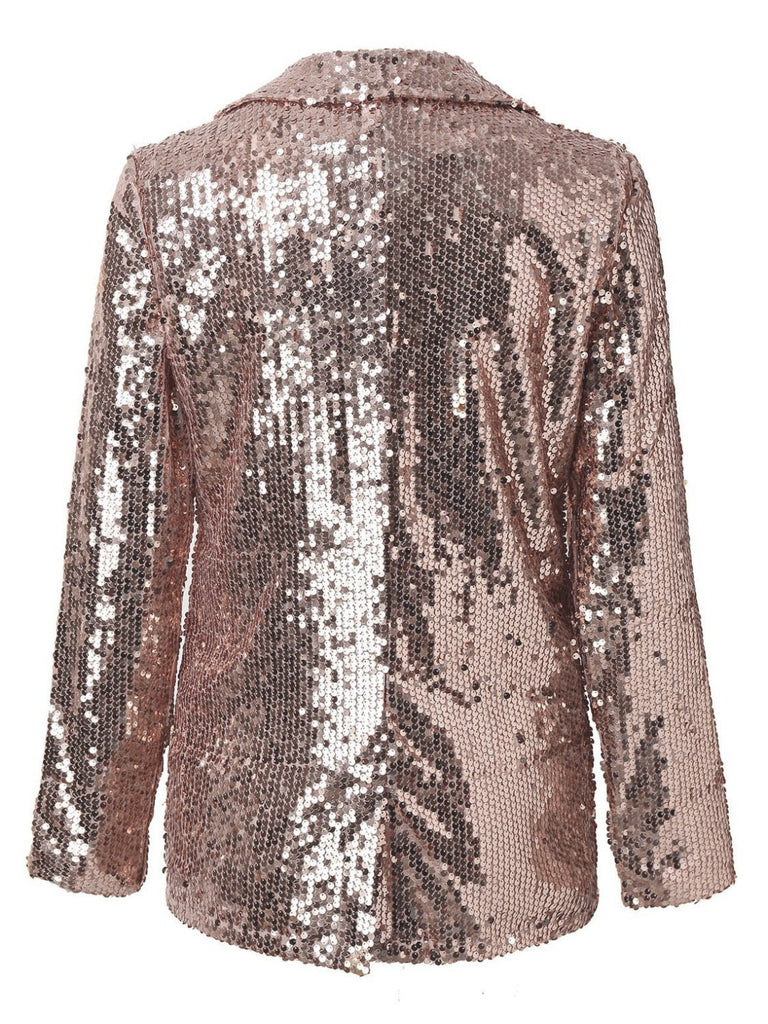 Sequin Lapel Collar Blazer