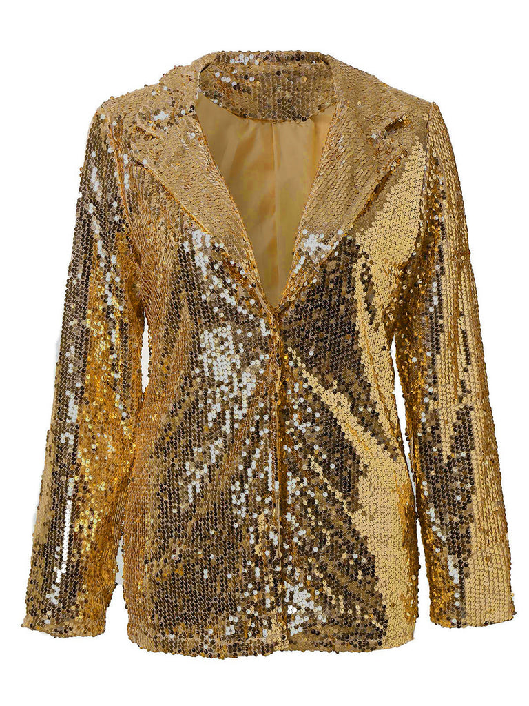 Sequin Lapel Collar Blazer