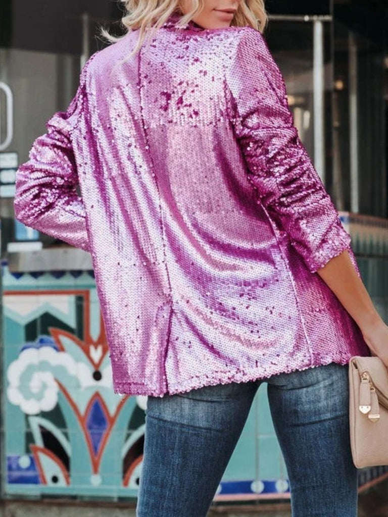 Sequin Lapel Collar Blazer