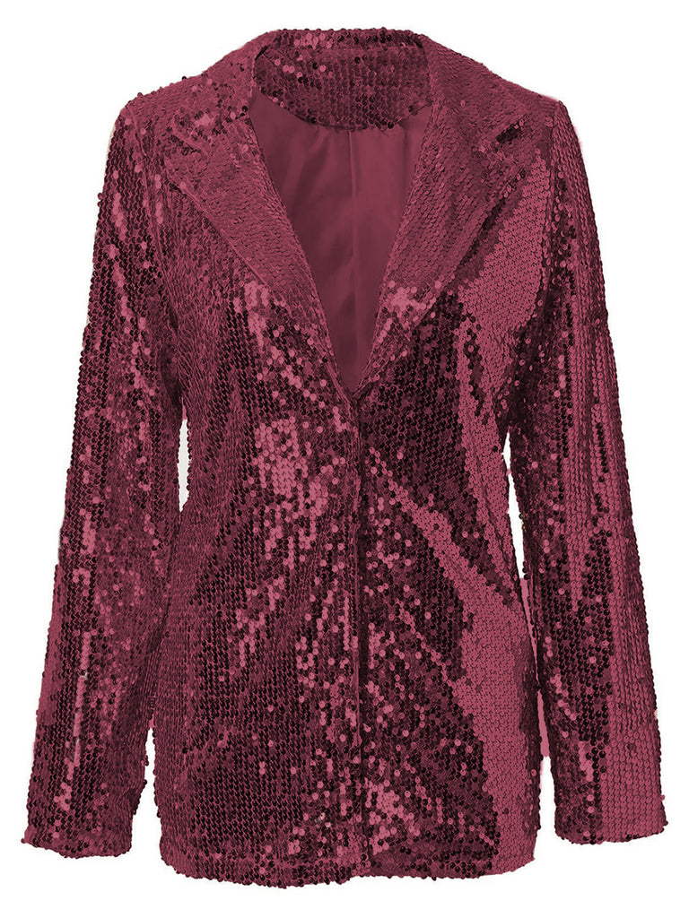 Sequin Lapel Collar Blazer